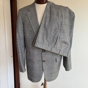 Cromwell‎ Juster's Custom Suit Sz 44-46 Windowpane Wool Two Button Blazer Jacket